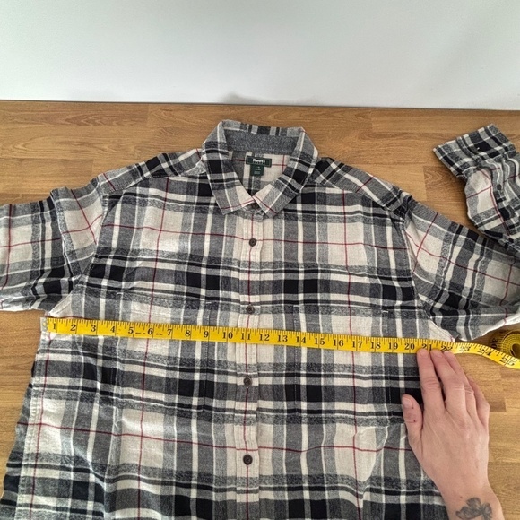 Roots plaid button down soft flannel shirt 100% Cotton size L - Picture 14 of 16